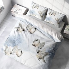 MonoHome Snow Bird 3D Pamuk Saten Çift Kişilik Nevresim Takımı