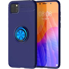 Tekno Grup Huawei Y5P Kılıf Ultra Korumalı Yüzüklü Manyetik Ravel Silikon Lacivert + Nano Ekran Koruyucu