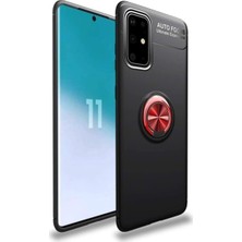 Tekno Grup Samsung Galaxy S10 Lite (A91) Kılıf Ultra Korumalı Yüzüklü Manyetik Ravel Silikon Siyah Kırmızı + Cam Ekran Koruyucu