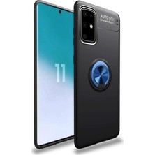 Tekno Grup Samsung Galaxy S10 Lite (A91) Kılıf Ultra Korumalı Yüzüklü Manyetik Ravel Silikon Siyah Mavi + Cam Ekran Koruyucu