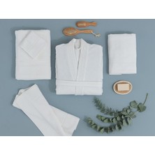 Madame Coco Stripe Kimono Unise x Bornoz - Beyaz