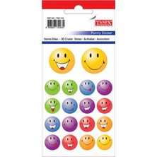 Tanex TDE-153 Renkli Gülen Yüz Damla Çıkartma Etiket 15-25 mm 22'li