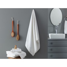 Madame Coco Piano Armürlü Banyo Havlusu - Beyaz - 80x150 cm