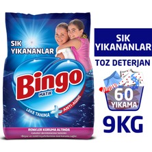 Bingo Sık Yıkananlar Toz Çamaşır Deterjanı 9 Kg