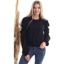 Cotton Mood 20343329 Sunshine Kol Pileli Etek Gipeli Uzun Kol Bluz Siyah