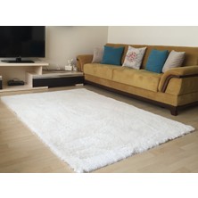 Tappeto Tavşan Tüyü Post Peluş Yıkanabilir Kaymaz Taban Halı  Kar Beyaz