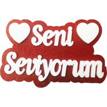 Duru Strafor Seni  Seviyorum Kırmızı Simli Strafor 35 cm
