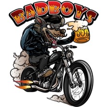 Sticker Fabrikası Bad Boys Motosiklet Kurt Köpek 0032 9 x 10.5 cm