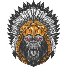 Sticker Fabrikası Kızılderili Goril Sticker 00294 7.5 x 9.5 cm