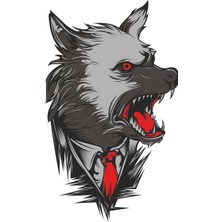 Sticker Fabrikası Kravatlı Kurt Sticker 00282 9 x 14.5 cm