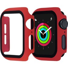 Case Street Apple Watch Uyumlu 1 2 3 4 5 38mm Ekran Koruyucu Full Glue Gard Renkli Kırmızı