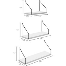 CatchMe  Duvar Rafı  3’lü Set Kitaplık Mutfak Banyo Yaşam Alanı Siyah Kol