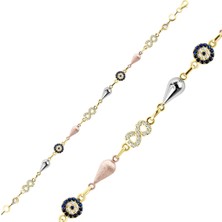 Lilarote Nazarlı ve Sonsuzluklu Rose Beyaz Bileklik