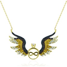 Lilarote Kanatlı Taşlı Altın Kolye