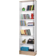 Adore Base Genç Odası 6 Raflı Kitaplık KTP-860-MB-1 Italyan Meşe-Beyaz