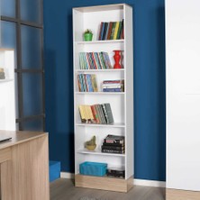 Adore Base Genç Odası 6 Raflı Kitaplık KTP-860-MB-1 Italyan Meşe-Beyaz