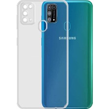 KZY Samsung Galaxy A21s Tıpalı Kamera Korumalı Şeffaf Premier Kılıf + Tam Kaplayan Fibernano Koruyucu Esnek Cam