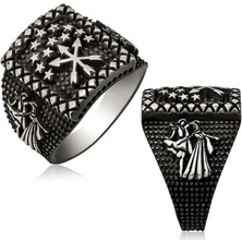 Gumush Gümüş Kafkas Figürlü Çerkes Erkek Yüzük