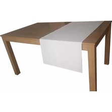Ekselans Home Beyaz Duck Kumaş Leke Tutmaz Runner 35 x 120 cm