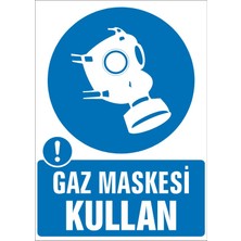 İzmi̇r Seri̇grafi̇ Modülkon Gaz Maskesi Kullan 25 x 35 cm 2.6 mm PVC Uyarı Levhası