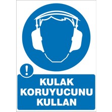 İzmi̇r Seri̇grafi̇ Modülkon Kulak Koruyucu Kullan 25 x 35 cm 2.6 mm PVC Uyarı Levhasıı