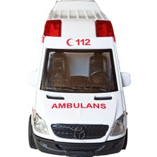 Meva Metal Işıklı Sirenli Çek Bırak Oyuncak Ambulans