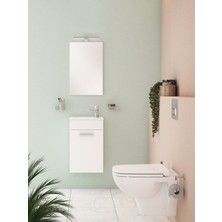 VitrA Mia 75022 Banyo Dolabı Seti, Kapaklı, 40 cm, Parlak Beyaz