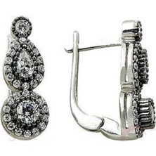 Söğütlü Si̇lver Tria Damla Rodyumlu Elmas Montürlü Küpe