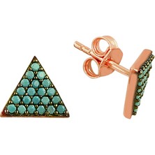 Söğütlü Si̇lver Mini Turkuaz Taşlı Üçgen Küpe