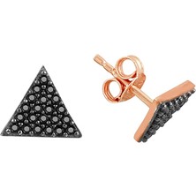 Söğütlü Si̇lver Mini Onix Taşlı Üçgen Küpe