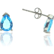 Söğütlü Si̇lver Mini Damla Mavi Küpe