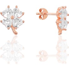 Söğütlü Si̇lver Gümüş Yonca Modeli Zirkon Taşlı Küpe