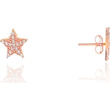 Söğütlü Si̇lver Gümüş Rose Zirkon Taşlı Yıldız Küpe