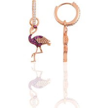 Söğütlü Si̇lver Gümüş Rose Zirkon Taşlı Flamingo Küpe