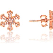 Söğütlü Si̇lver Gümüş Rose Kar Tanesi Zirkon Taşlı Küpe