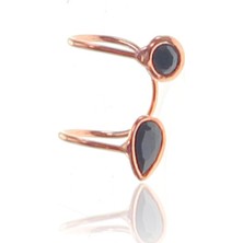 Söğütlü Si̇lver Gümüş Rose Damlalı Oniks Taşlı Kıkırdak Küpe