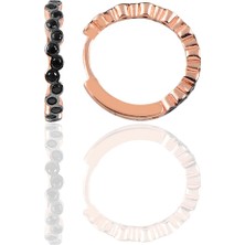 Söğütlü Si̇lver Gümüş Rose 17 mm Siyah Sıra Taşlı Halka Küpe