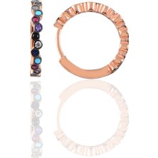 Söğütlü Si̇lver Gümüş Rose 17 mm Renkli Sıra Taşlı Halka Küpe