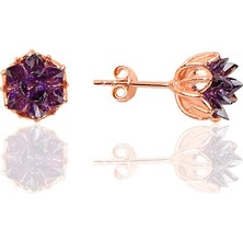 Söğütlü Si̇lver Gümüş Lotus Çiçeği Modeli Amatis Taş Renkli Küpe