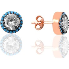 Söğütlü Si̇lver Gümüş Elmas Montürlü Turkuaz Taşlı Küpe