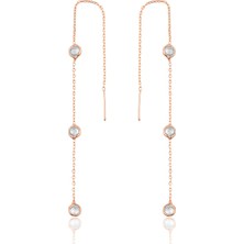 Söğütlü Si̇lver Gümüş 3 Taşlı Zincirli Küpe