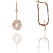 Söğütlü Si̇lver Gümüş Yuvarlak Modeli Zirkon Taşlı Göçmen Küpe