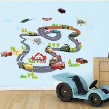 Crystal Kids Arabalar Cars Mcqueen Yarış Pisti Çocuk Odası Dekorasyonu Duvar Sticker