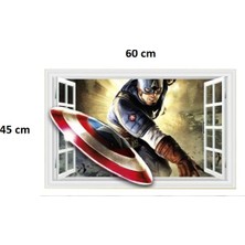 Crystal Kids Captain America Kaptan Amerika Süper Kahraman Avengers Duvar Sticker