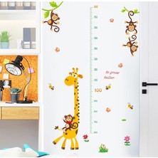 Crystal Kids Zürafa ve Maymunlar Boy Ölçer Bebek Odası Dekorasyonu Duvar Sticker Çıkartma