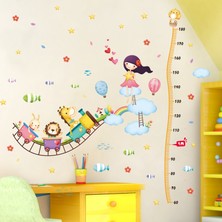 Crystal Kids Tren Gökkuşşağı Bebek ve Çocuk Odası Dekorasyonu Boy Ölçer Duvar Sticker Çıkartma