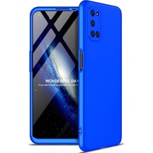 CoverZone Oppo A52 Kılıf 3 Parça 360 Soft Hard Koruma AYS Mavi