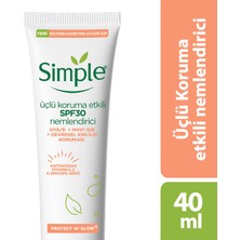 Simple Protect 'N' Glow Üçlü Koruma Etkili SPF30 Nemlendirici Işıltısını Kaybetmiş Ciltler İçin 40 ml