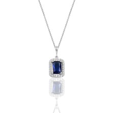 Söğütlü Silver Gümüş Safir Baget Taşlı Kolye