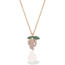 Söğütlü Silver Gümüş Rose Zirkon Taşlı Üzüm Modeli Kolye